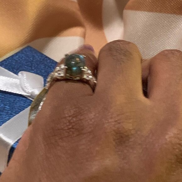 Labradorite Diamond Sterling Silver Gemstone Ring - Picture 8 of 15